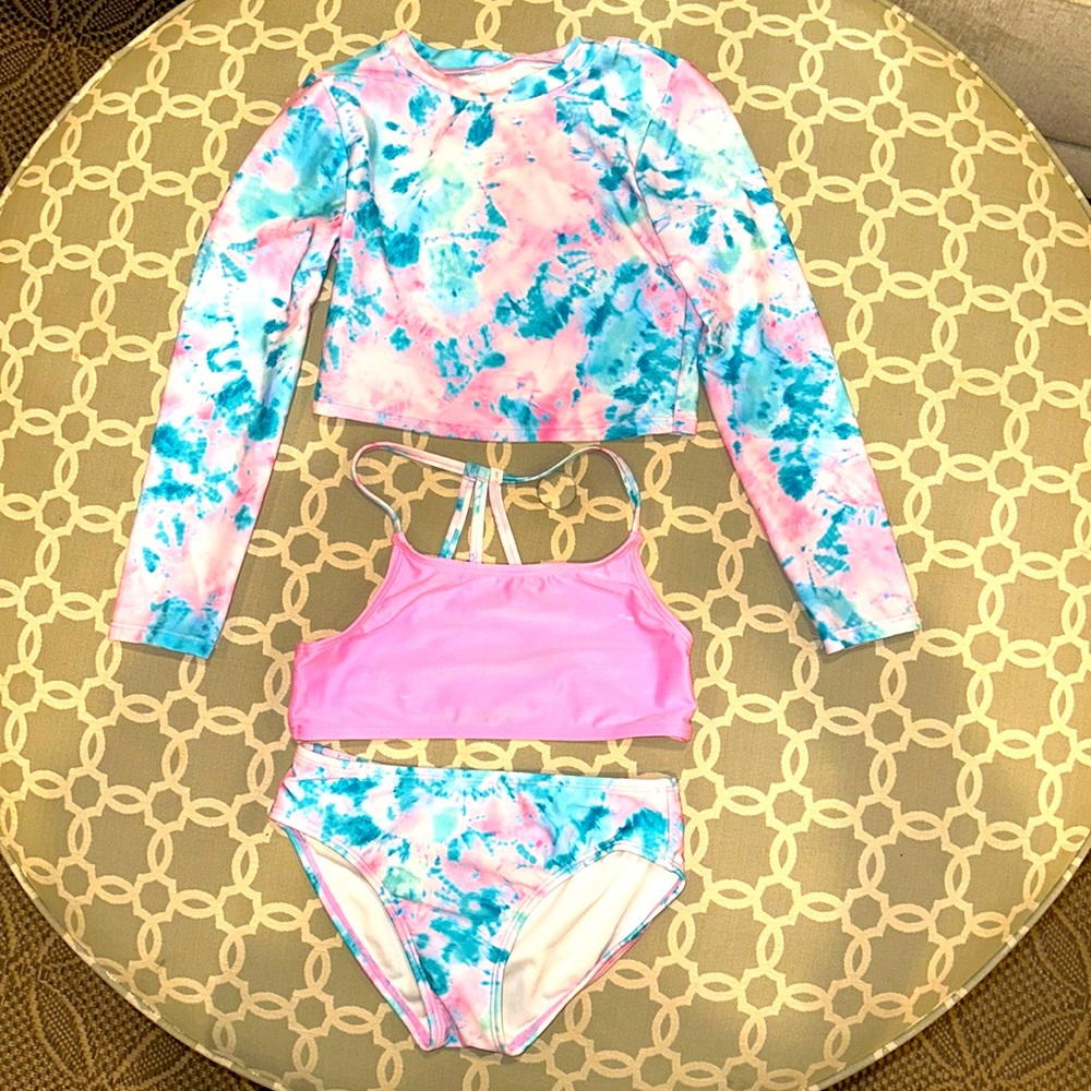 3-Piece Swimsuit w/Crop Sun Shirt